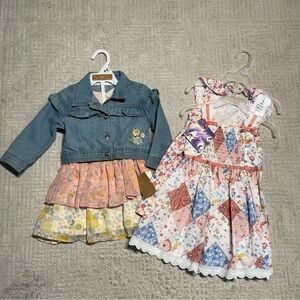 Blueberi Boulevard & Young Hearts Floral Patchwork Dresses and Denim Jacket 24M